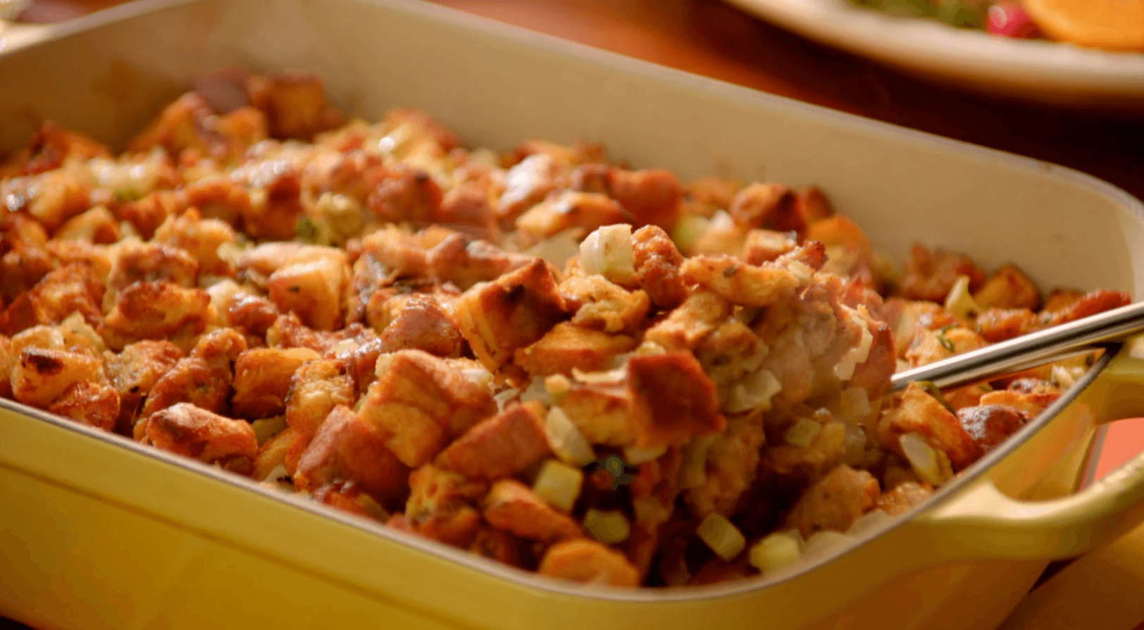 Cinnamon Raisin Bread Stuffing with Sausage