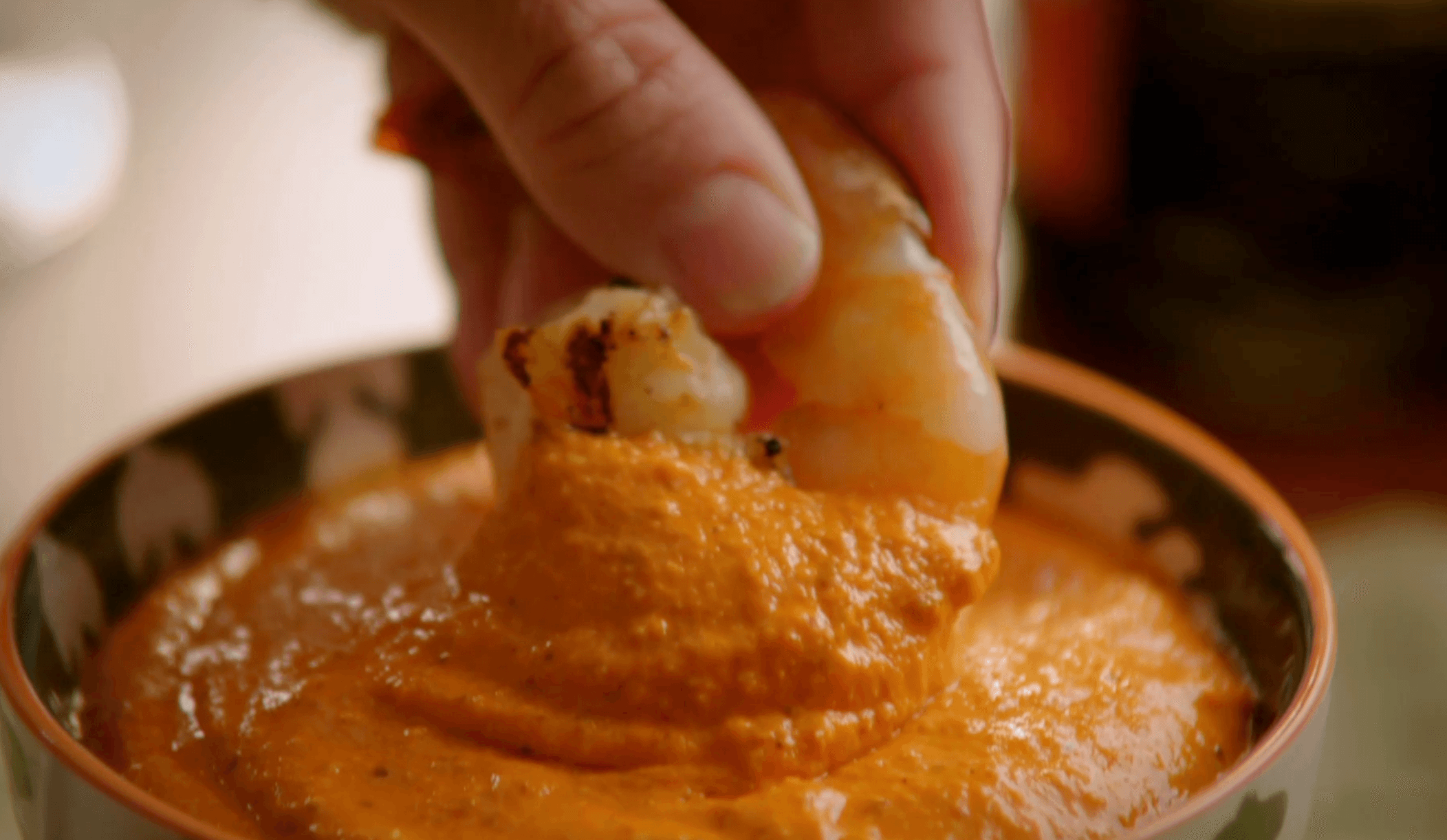 Grilled Shrimp Skewers with Romesco Sauce