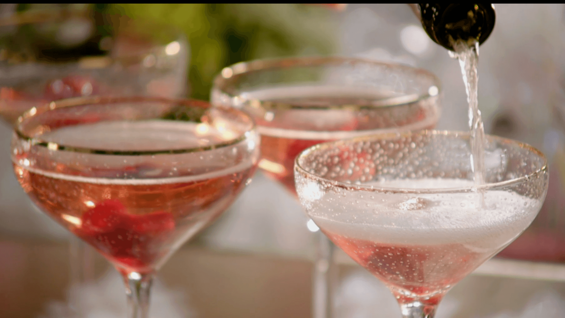 Prosecco with Raspberry Cassis Ice Cubes