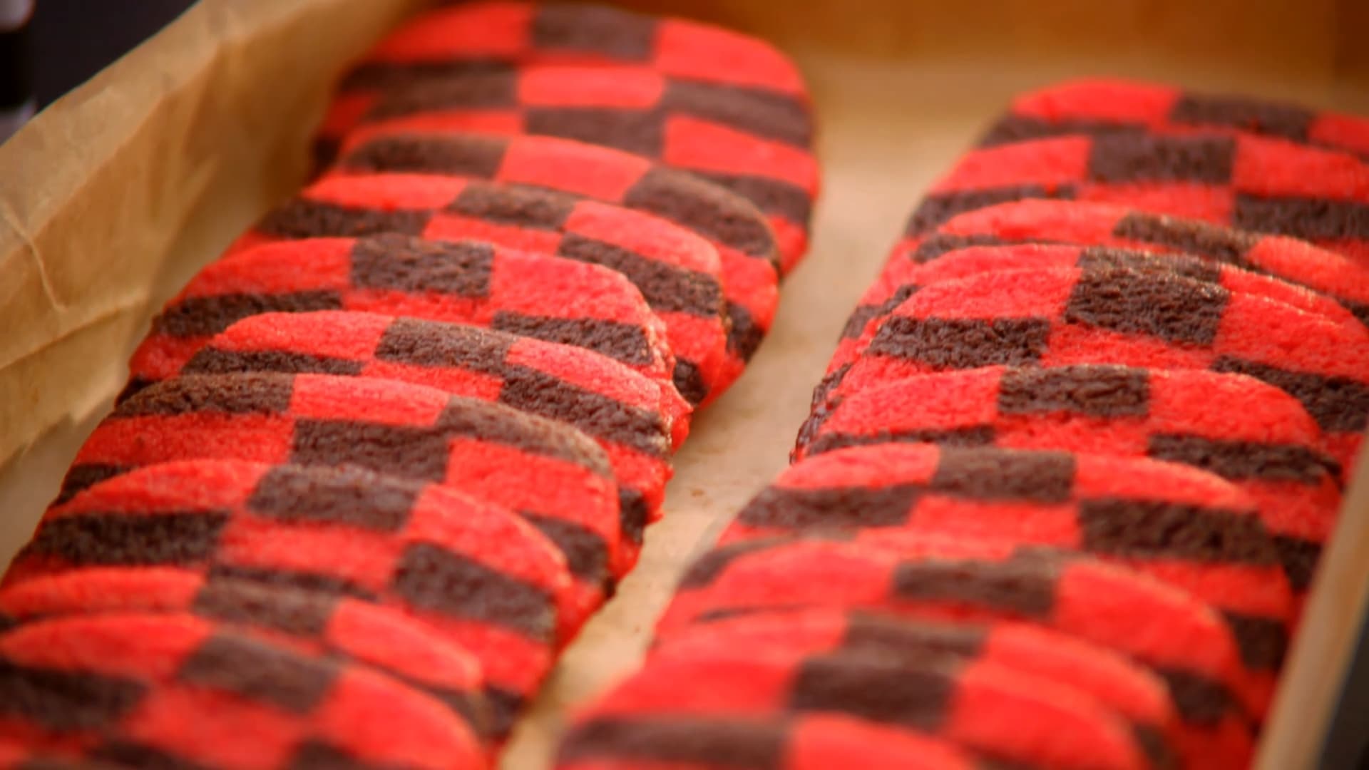 Red and Black Checkerboard Cookies