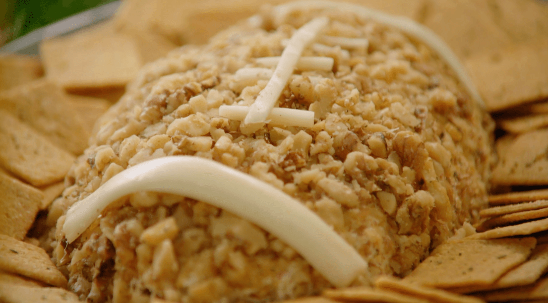 Football Cheeseball with Herbed Crackers