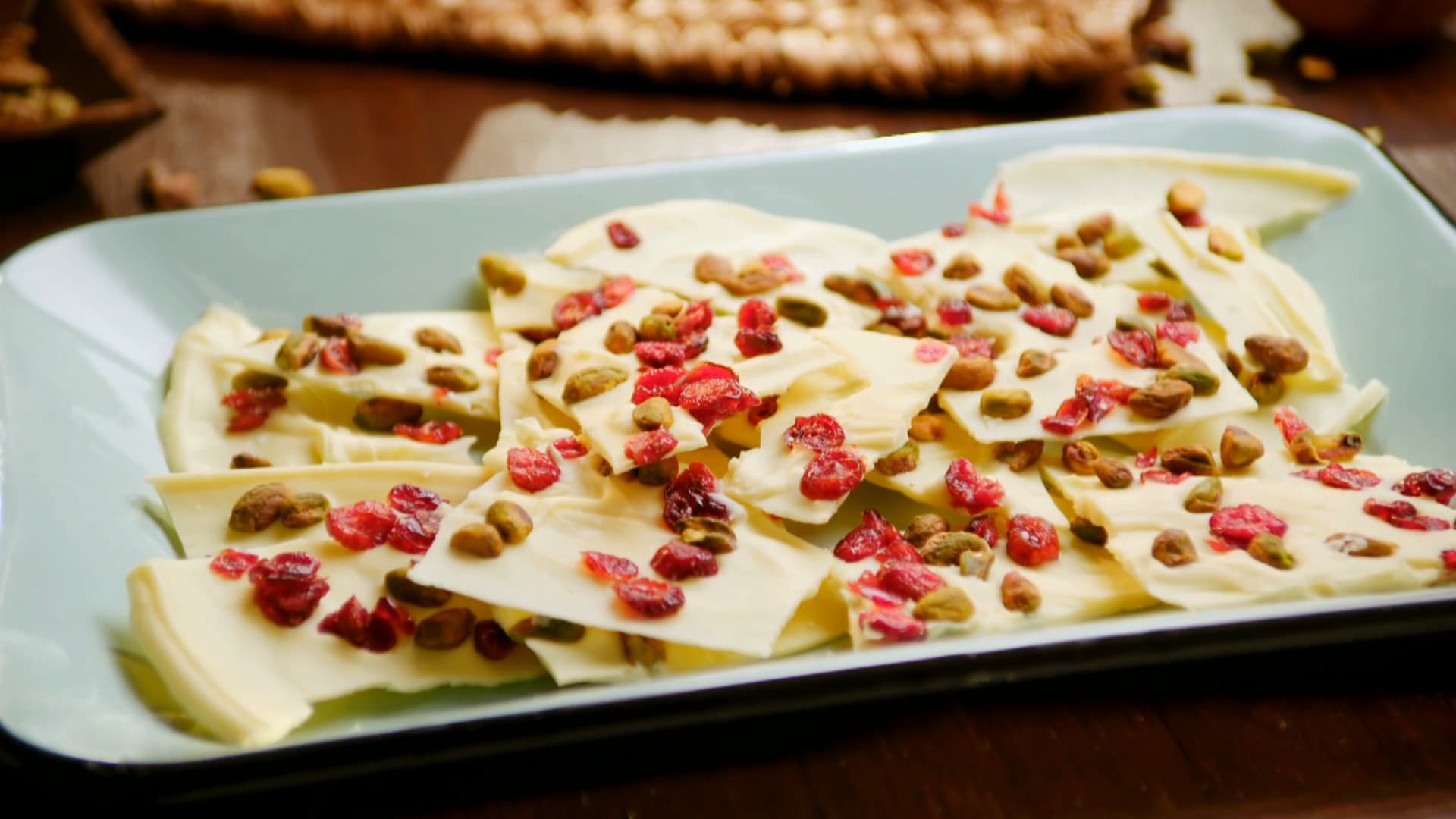 White Chocolate Bark with Pistachios and Dried Cranberries